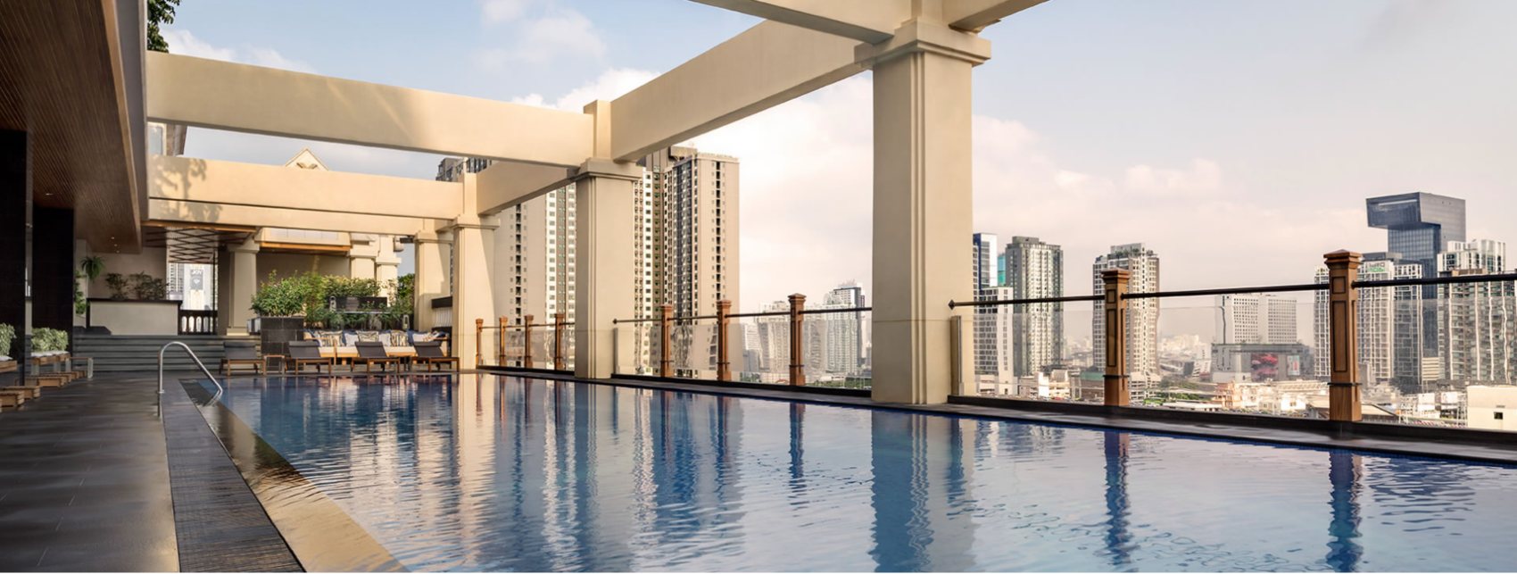 Rooftop pool overlooking the Bangkok skyline